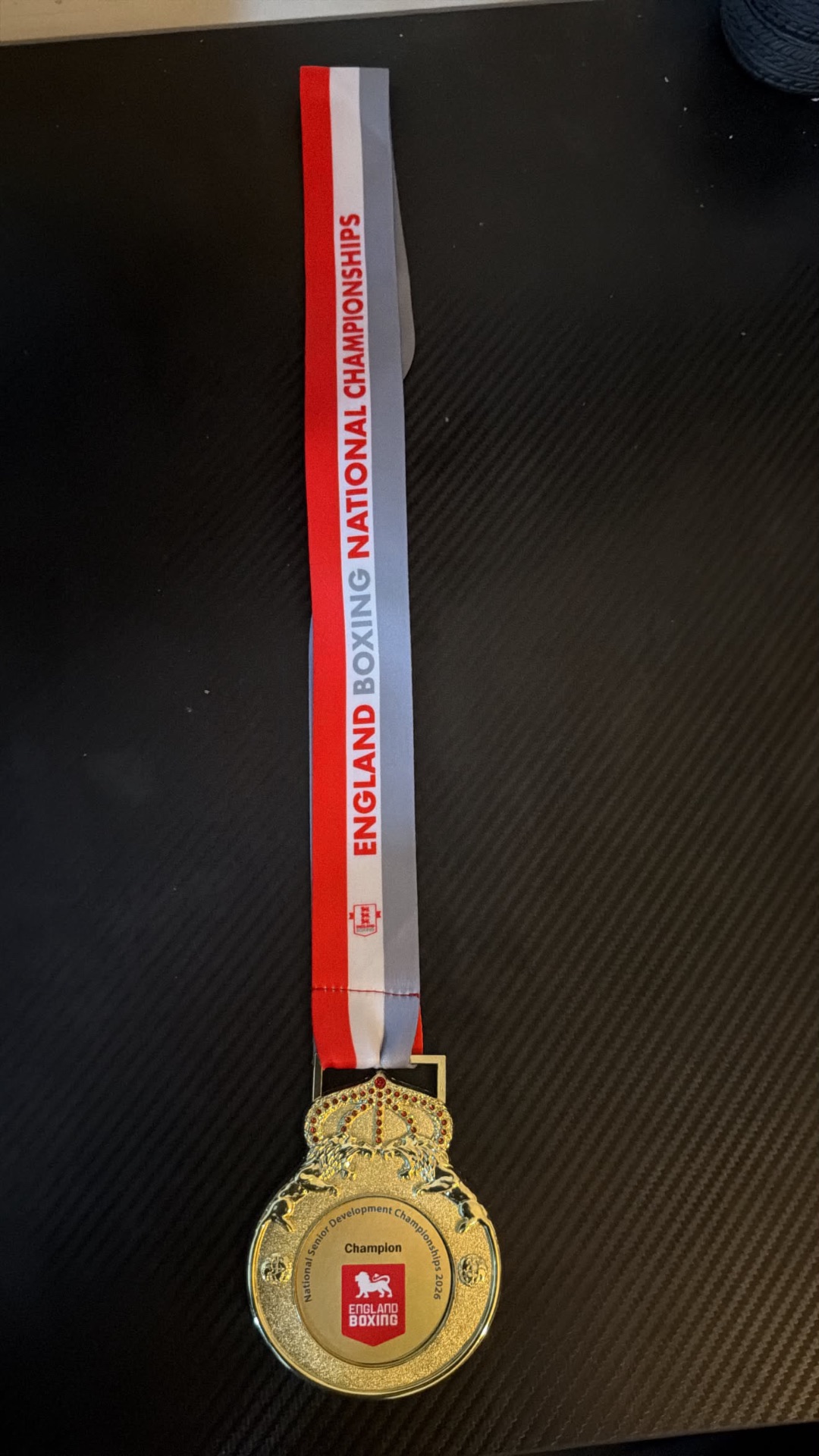Taha Barry's gold medal from the England Boxing National Senior Development Championships 2026
